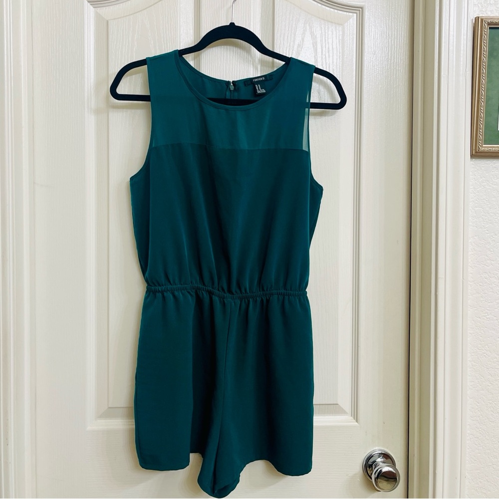 Forever 21 Hunter Green Sleeveless Jumpsuit